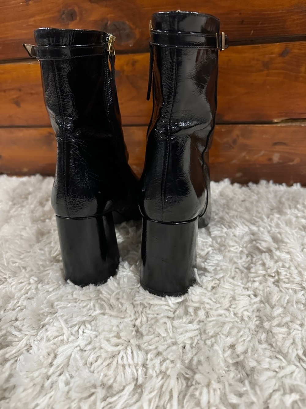 ANA PALMA Luxury Patent Leather Block Heel Feminine Ankle Boots Sz 39/8.5 EUC - Picture 5 of 16